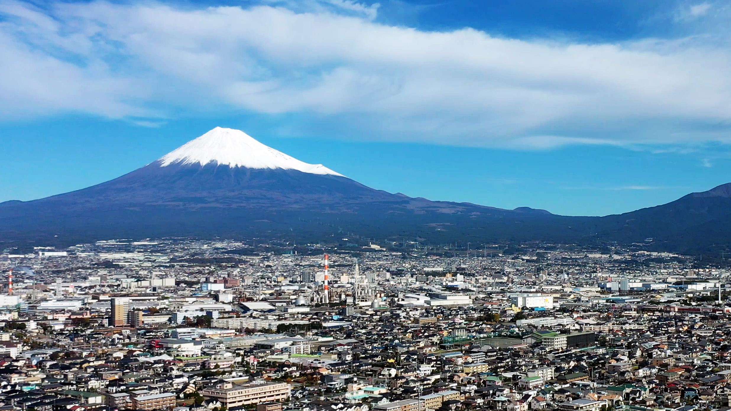 富士市から富士山をドローン空撮